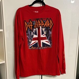 Def Leppard Red Graphic Long Sleeve Shirt